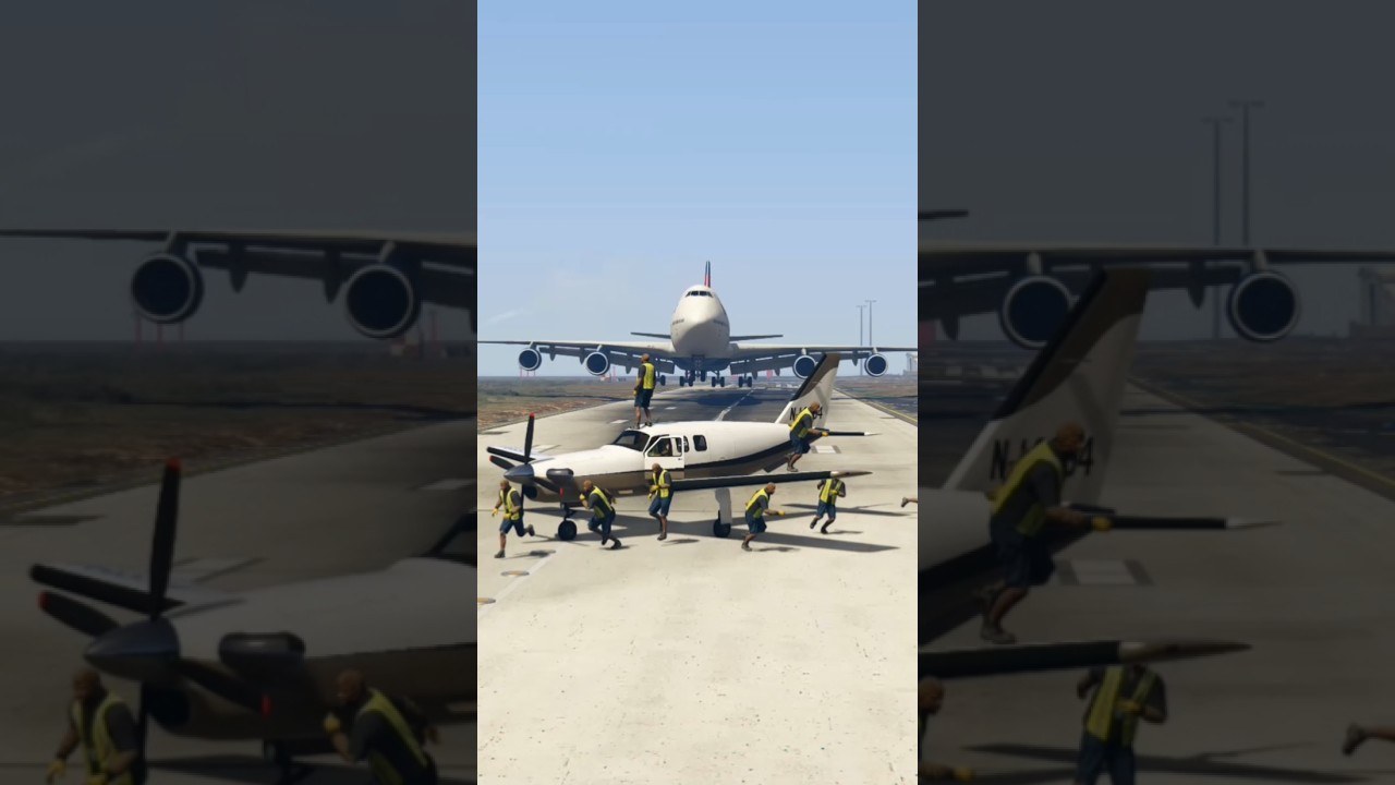Air Worker Male Escape A Private Jet During Boeing Plane Landing Gtav