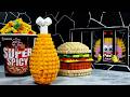 LEGO MUKBANG PRISON FAST FOOD: Fried Chicken, Burger, Noodles | Stop Motion - ASMR