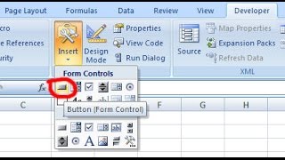 Insert command button in excel