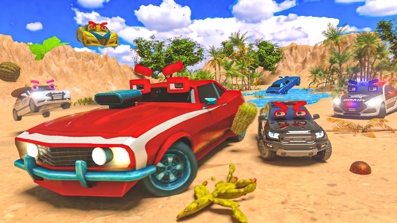 🏎️💥 Battle for the Hidden Oasis! Police vs Criminal Cars | Hero Car Chasers 3D