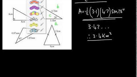 C2 Sine and Cosine Rule - 5 - Area of a Triangle AS Mathematics ( half ab sinC)