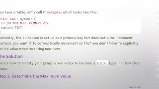 How to Modify a Primary Key Index to Become SERIAL in PostgreSQL
