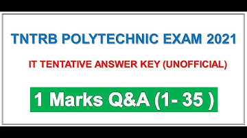 IT ANSWER KEY | ONE MARKS (1-35) | TNTRB POLYTECHNIC LECTURER  RECRUITMENT EXAM 2021