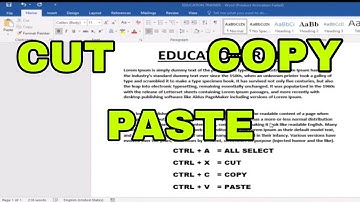 Cut, Copy, Paste in Ms word