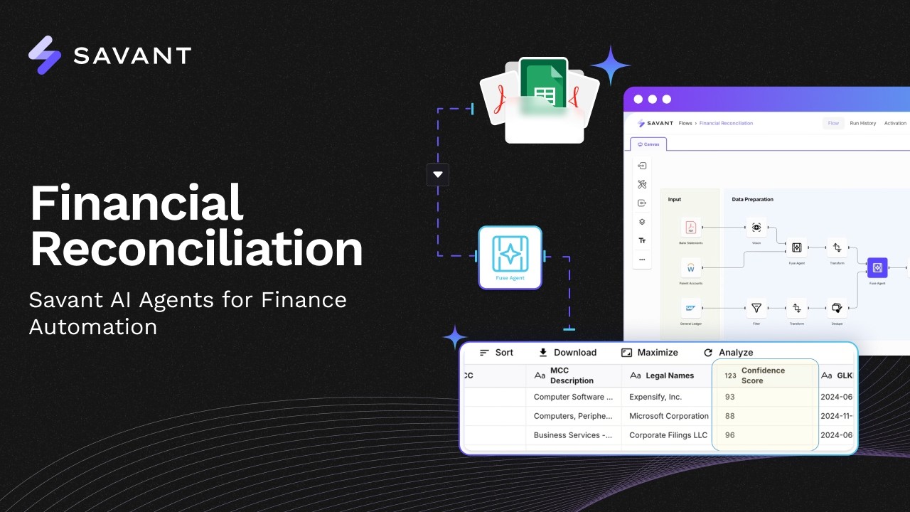 AI financial reconciliation workflow showing bank statements and ERP data being matched automatically