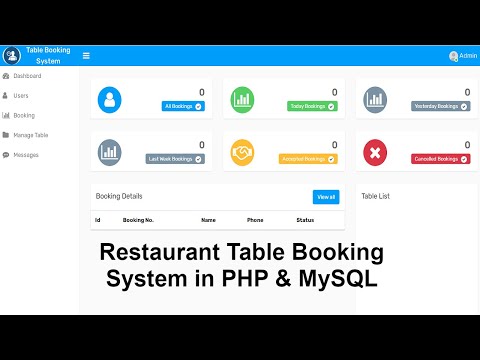 Restaurant Table Booking System project in PHP with Source Code || PHP Project with Source Code