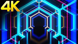 4K Abstract Hexagon Cyberpunk Tunnel Mind Relaxing Neon Light Relaxing Background Video Screensaver