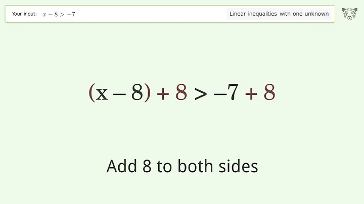 Solving Linear Inequalities: x-8 is Greater Than  -7