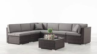 Orlando 6 Seat Rattan Outdoor Garden Sofa Set from Furniturebox UK