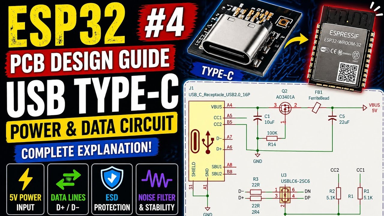 ESP32 PCB Design Guide #4 – USB Type-C Power & Data Circuit Design ...