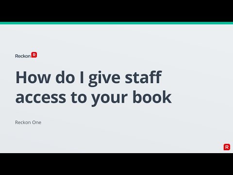 RECKON ONE - How do I give my staff access to my book?