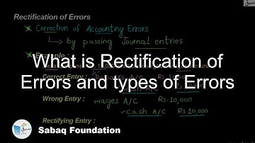 What is Rectification of Errors and types of Errors, Accounting Lecture | Sabaq.pk