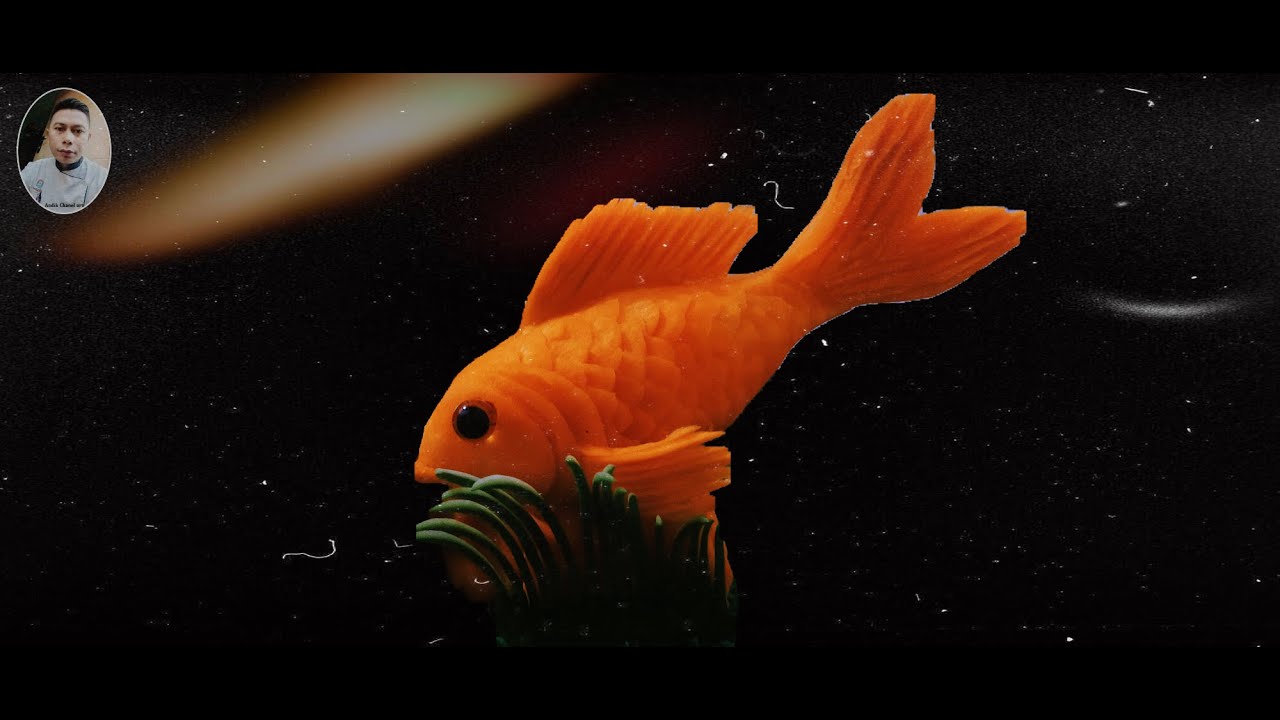 Carrot carving,fruit carving,carving decoration,Ikan Turing