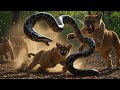 “Brave Heroes Save Mother Mountain Lion from Giant Python’s Terrifying Attack 🐍”#WildlifeRescue