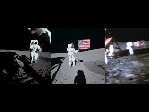 Apollo 14 5k60fps: Ladder Egress and Flag Deployment from 3 angles