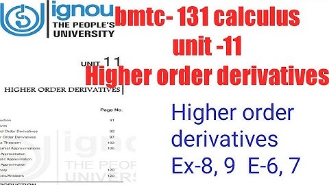 (v-84) Ignoucbcs bag bscg mathematics bmtc-131 calculus unit-11Higher order derivatives Ex8, 9 E6, 7
