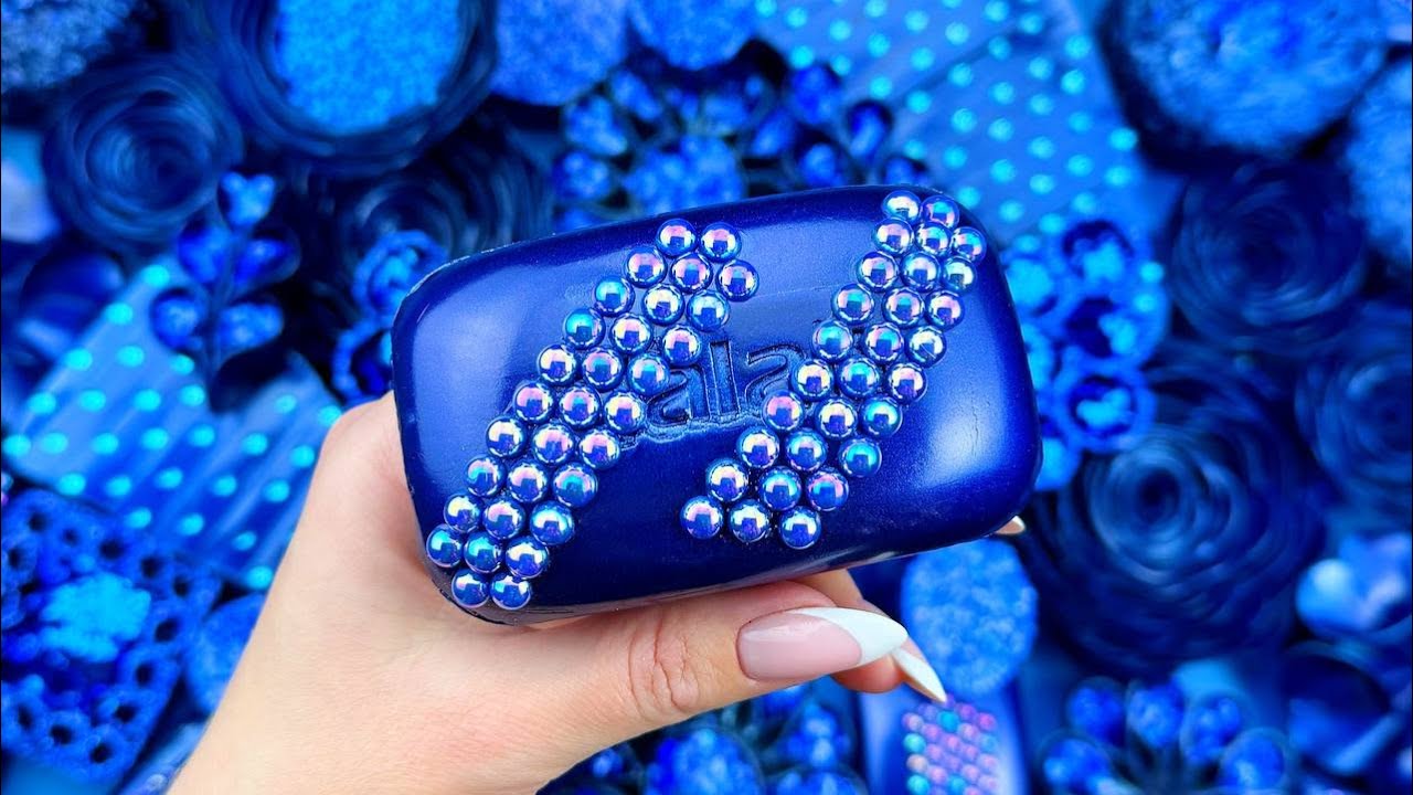 Relaxing ASMR Soap Art: Crushing Colorful Soap, Cutting cubes, and Creating with Glitter and Foam!