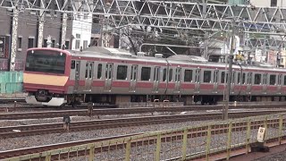 E531系 K451編成(赤電)+K409編成 鶯谷駅通過