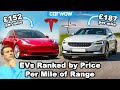 How much you pay for each mile of range on EVERY electric car