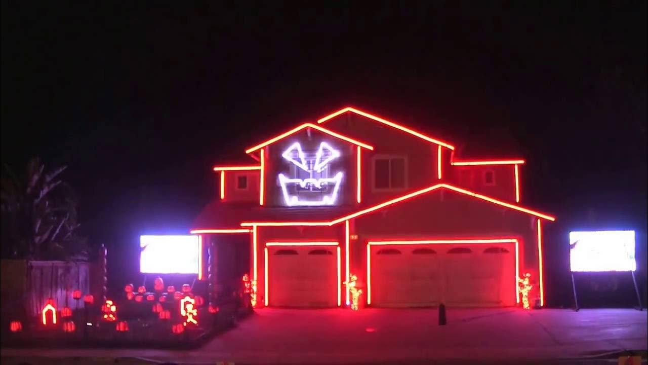 Riverside Halloween House Creative Lighting Displays California October