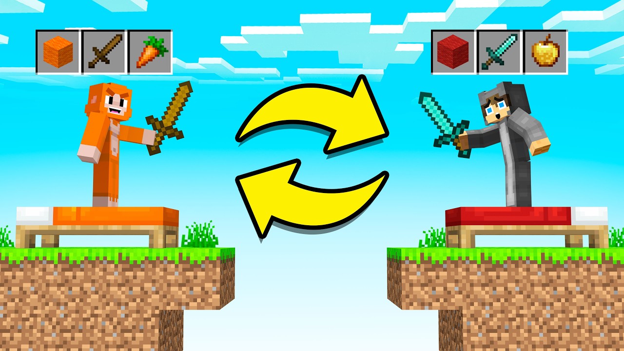 Minecraft Bedwars, but We Randomly SWAP Inventories