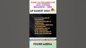 RANK VS COLLEGES | AP EAPCET (Eamcet)