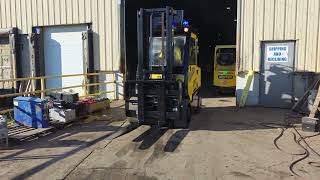 2018 hyster 15500 diesel indoor forkloft 2 stage positioner 59" forks Full cab hydrolic A/C