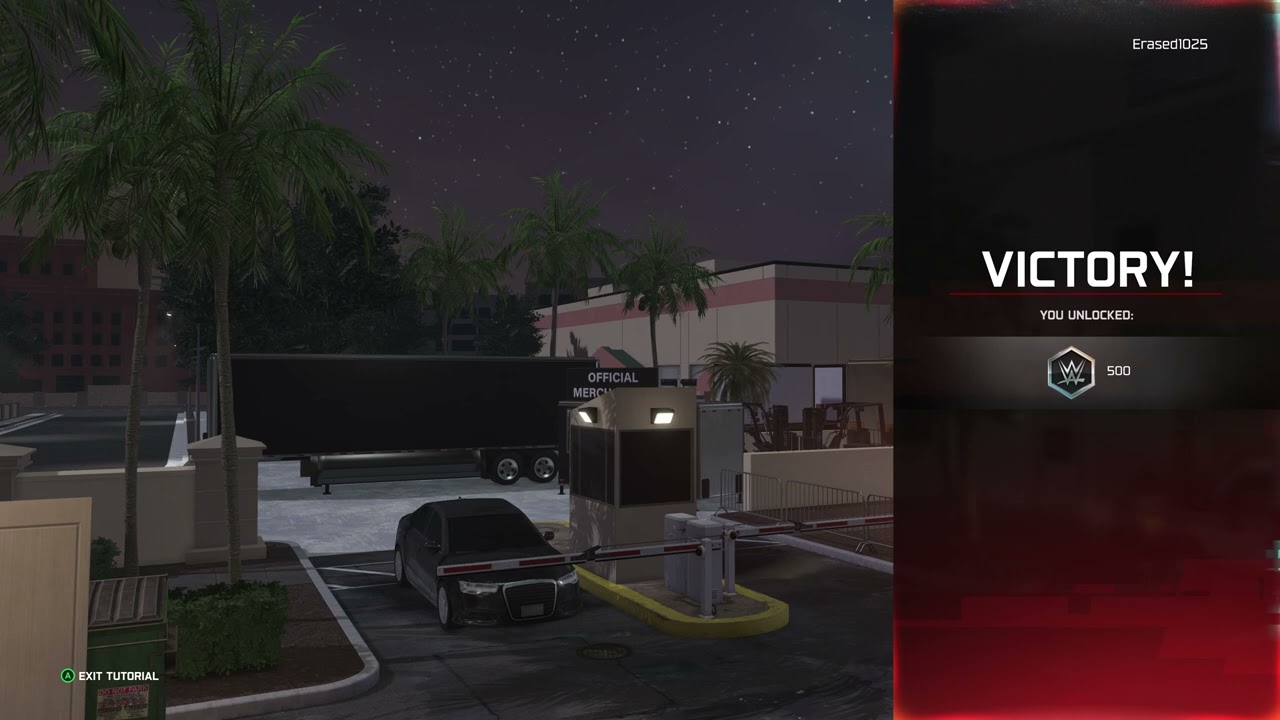WWE 2K25 : "PERFORMANCE CENTER" : "PARKING LOT" : "PART 2." : "CONTINUED" : "PART 3." : "VICTORY!"