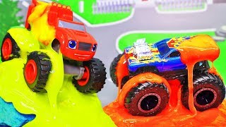 Мультики про машинки Вспыш и Hot Wheels. Состязание в слизи. Мультфильмы для детей с игрушками