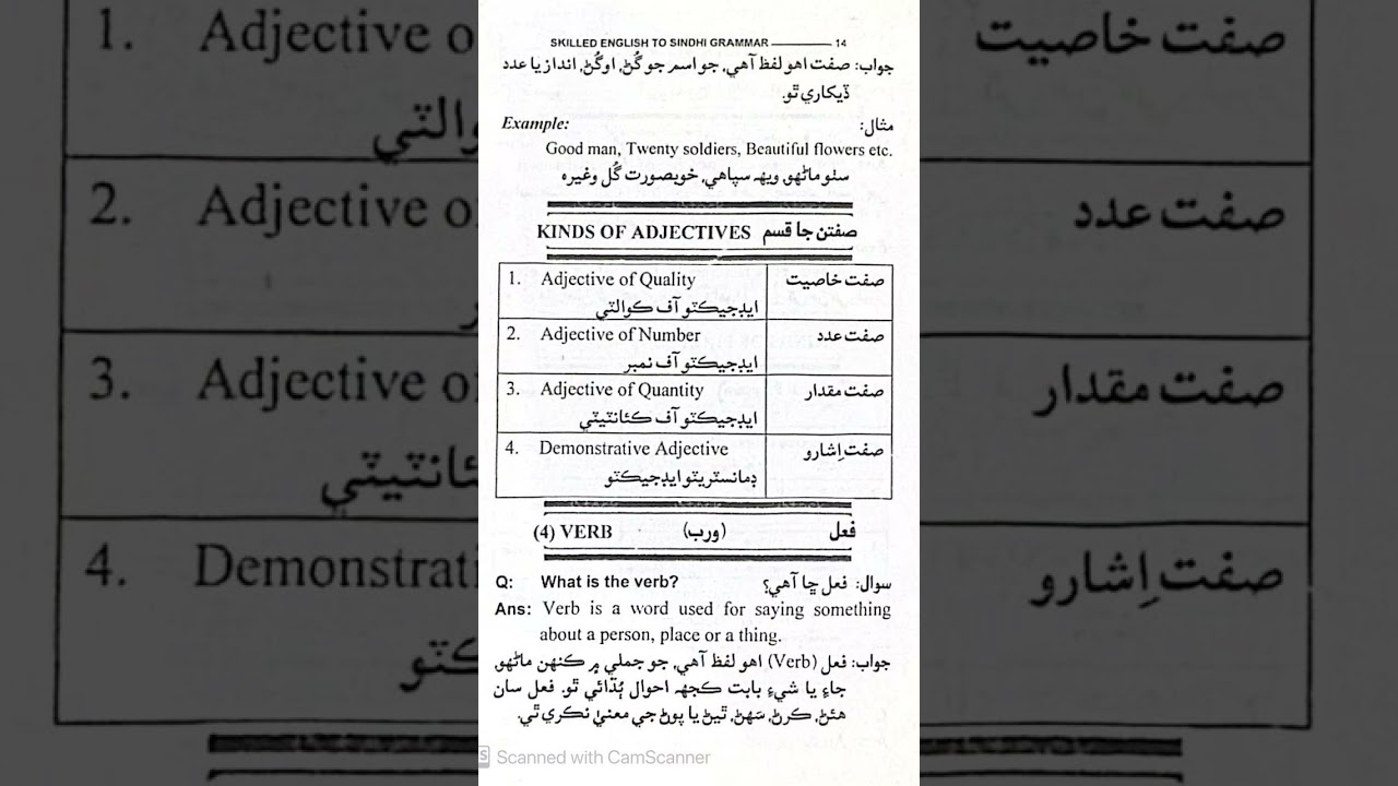 English to Sindhi Grammar | Adjective جا قسم ۽ Verb جي وضاحت | تعليمي وڊيو