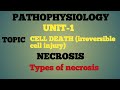 Pathophysiology unit-1#cell death# irreversible cell injury # Necrosis # Types of necrosis 