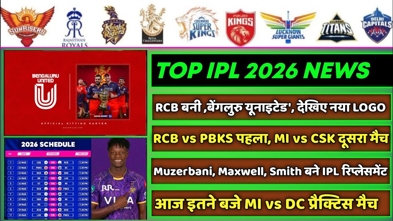 IPL 2026 - 8 Big News for IPL on 21 Feb (RCB New Name, IPL 2026 Replacement, IPL Schedule, CSK, MI)