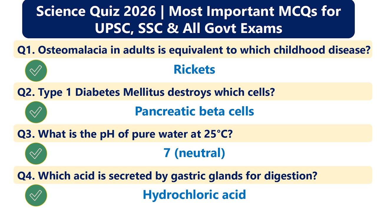 Science Quiz 2026 Most Important MCQs for UPSC, SSC & All Govt Exams ...
