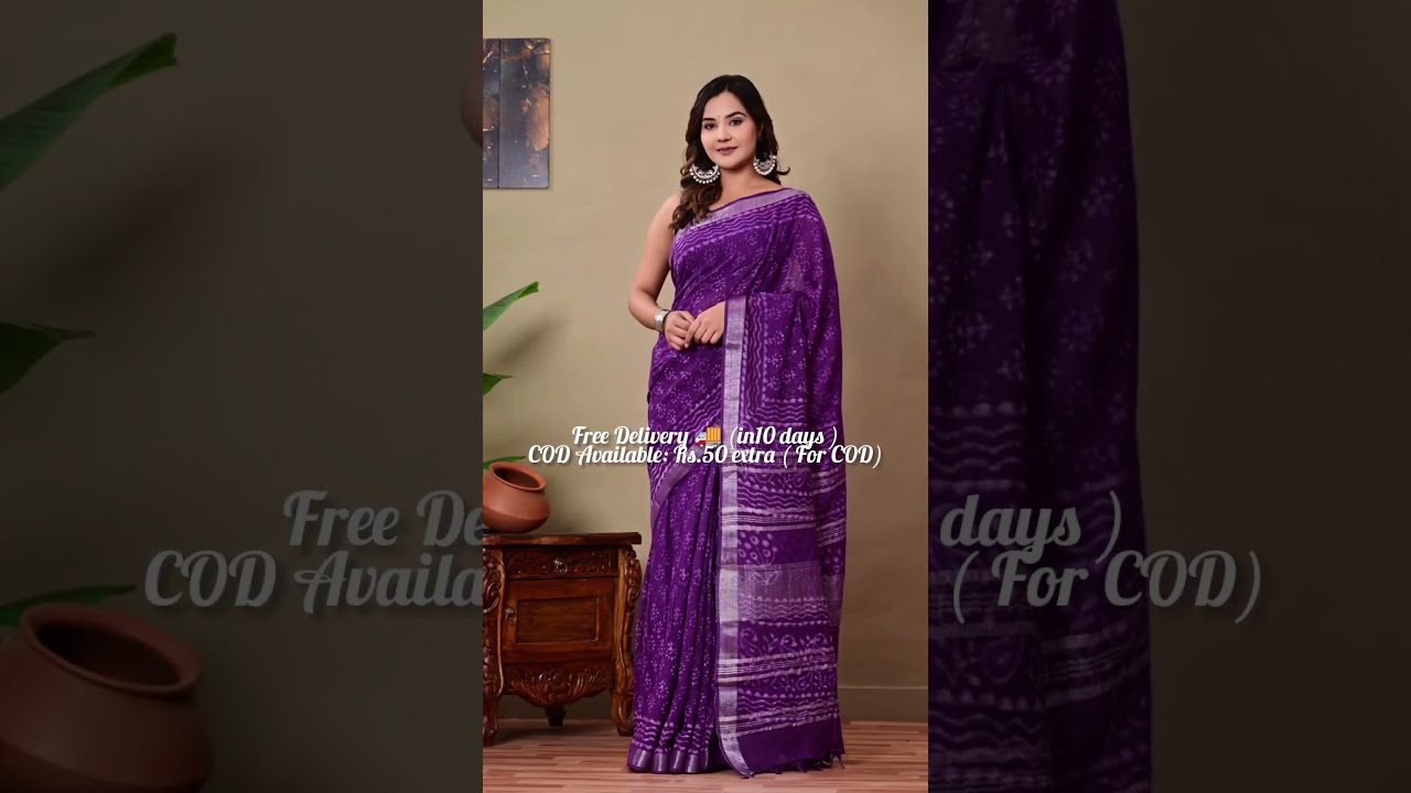 Soft Linen Hand Block Printed Saree ✨ Easy to Carry | Timeless Beauty 💖 