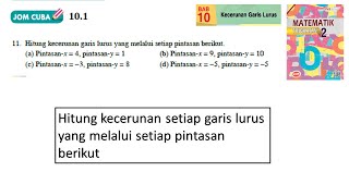 KSSM Matematik Tingkatan 2 Bab 10 Kecerunan garis lurus jom cuba 10.1 no11 tingkatan 2 buku teks
