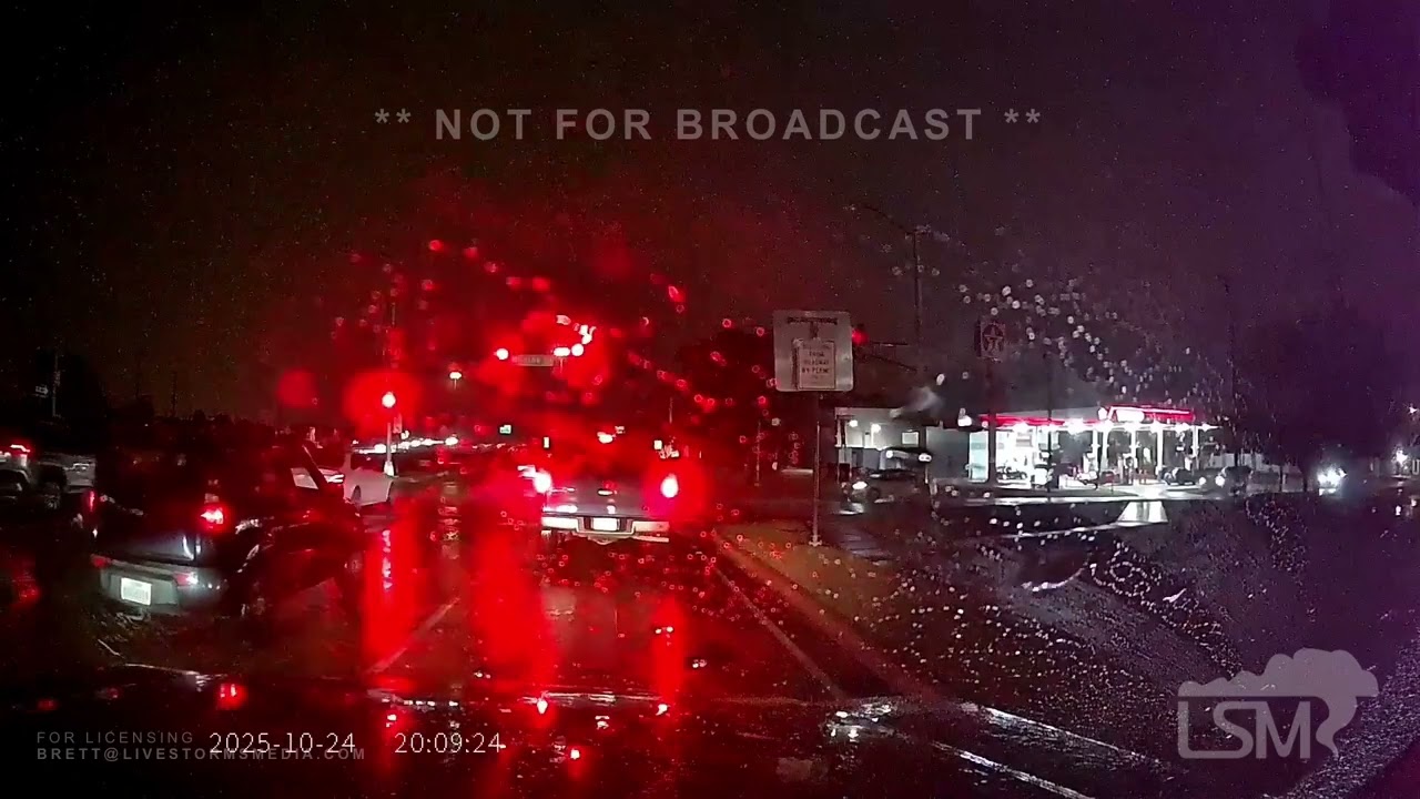 10-25-2025 Fort Worth, TX  - Flooded patrol vehicles, intense winds, power flashes during squal line
