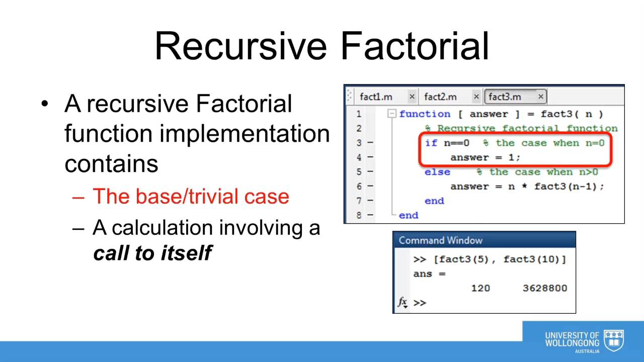 Факториал Matlab. Факториал игра. Функция fact. Recursive factorial function.