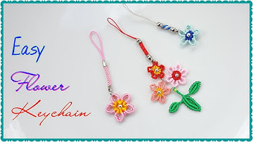 FAST VERSION ★ DIY ★ Easy Flower Keychain macrame ★ Tutoriel facile Porte de clés macramé.
