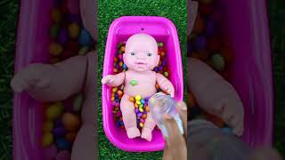 New Rainbow Satisfying Video l Mixing Candy & Kinder Joy in 1 BathTubs with Magic Grid Balls ASMR