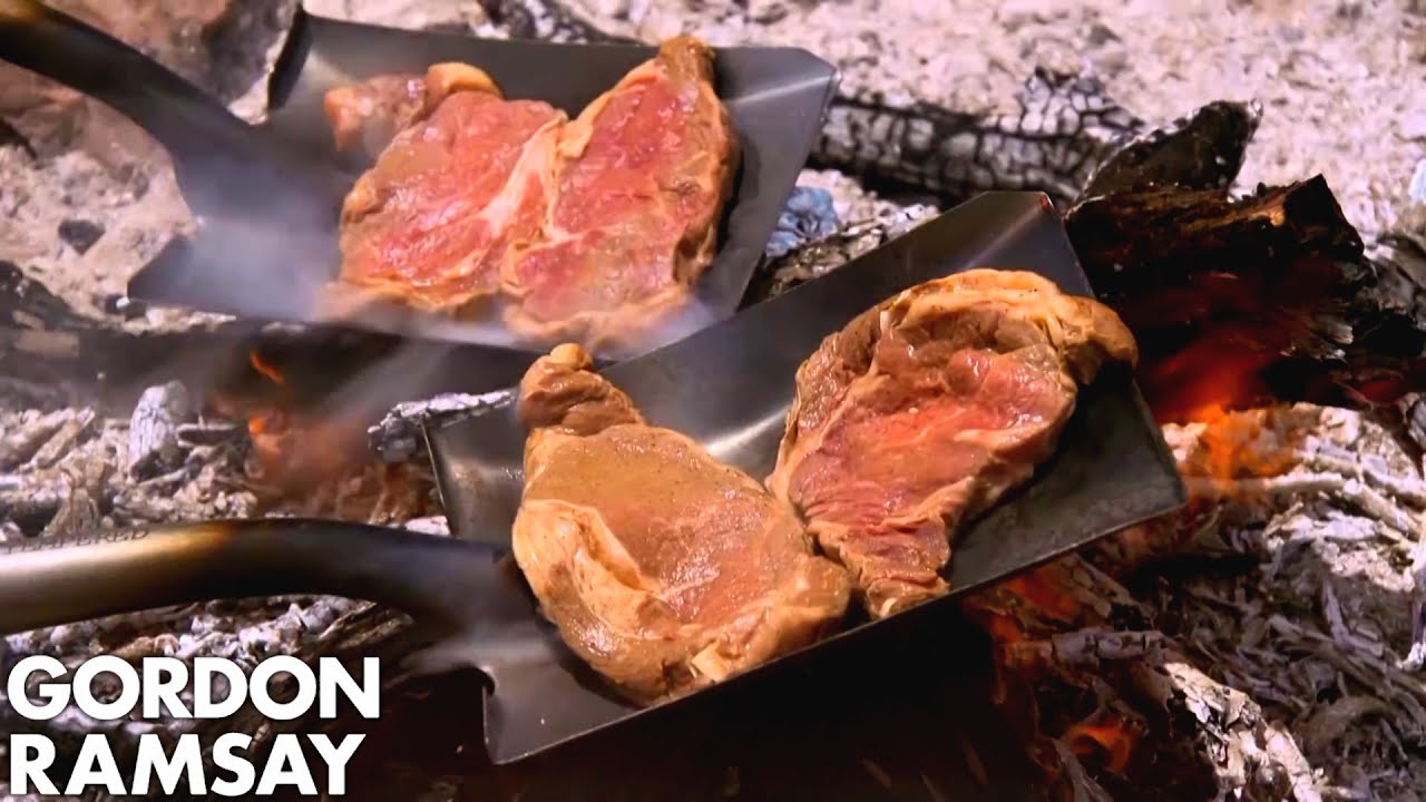 Gordon Ramsay Cooks Steak On A Shovel - YouTube