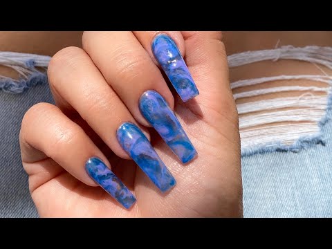 Blue marble nails using blooming gel! : r/RedditLaqueristas