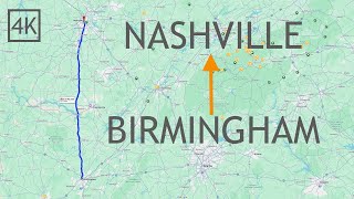 Birmingham Alabama to Nashville Tennessee Drive 4K - Driving Road Trip