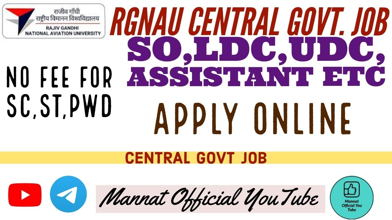 Rajiv Gandhi National Aviation University Government Job 2024 🔥 #LDC # ...