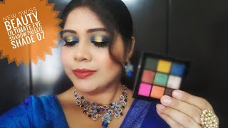 New* Swiss Beauty Ultimate eye shadow pallete Shade 07 review | Blue golden eye make up tutorial