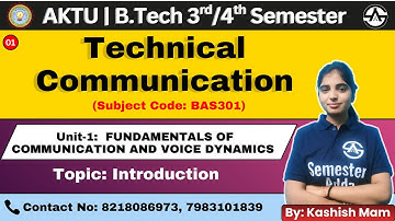 Technical Communication | Unit-1 | L-01 | Introduction | B.Tech 2nd Year | Subject Code: BAS301