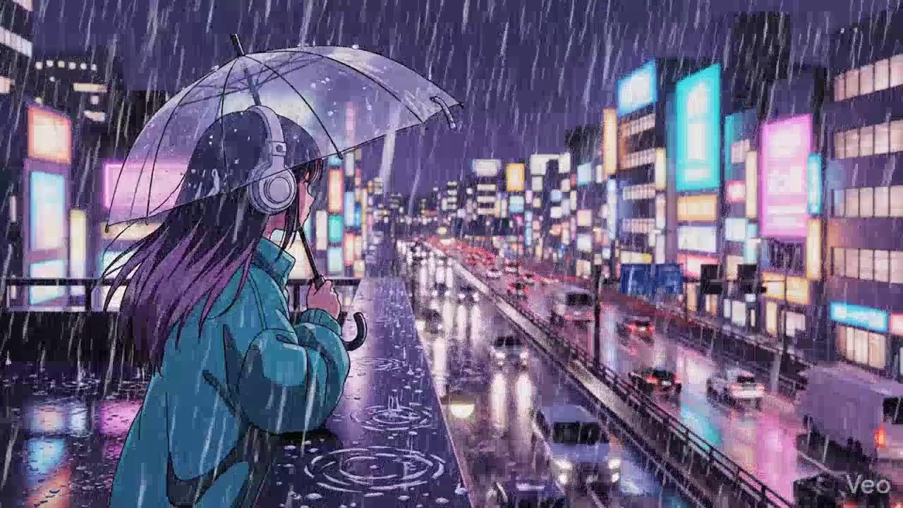 Night Rain Ambience 🌧️ Japanese Neon City Lofi