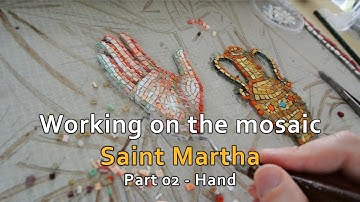 Working on the mosaic Saint Martha part 2 - Hand. Mosaic Tutorial