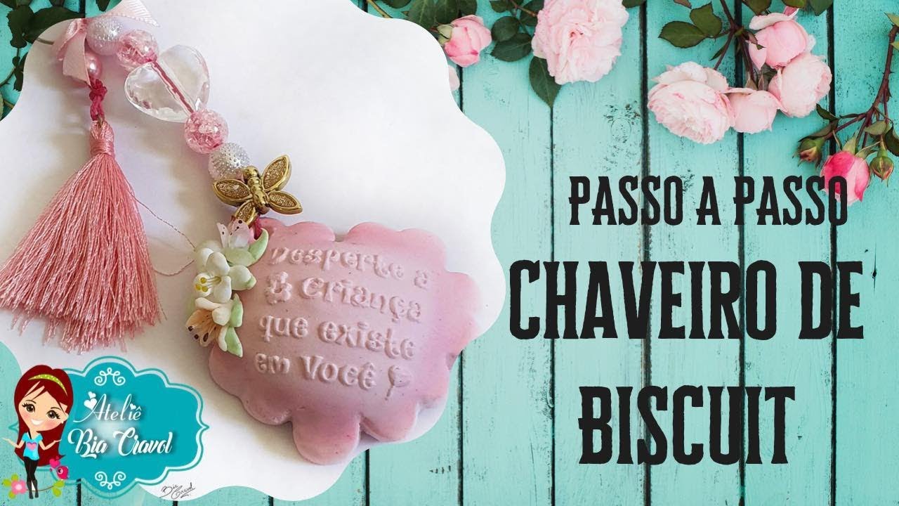 Chaveiro - Almofada de Coração -  Biscuit - Passo a Passo