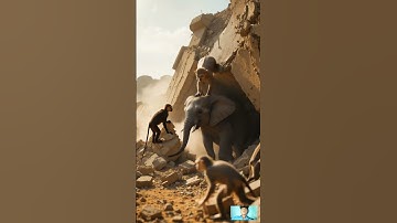 Monkeys Work Together To Rescue Trapped Elephant In Need #ytshort #rescue