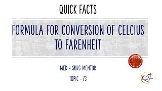 Famous FORMULA FOR CONVERSION OF CELSIUS TO FAHRENHEIT @MedSurgMentor Wealth